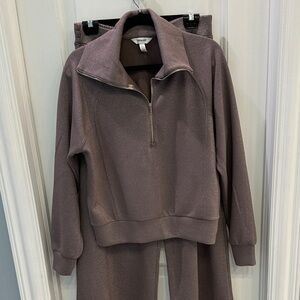 SPANX Air Essentials Half Zip & Wide Leg Pant Women's in Smoke Silver Shimmer